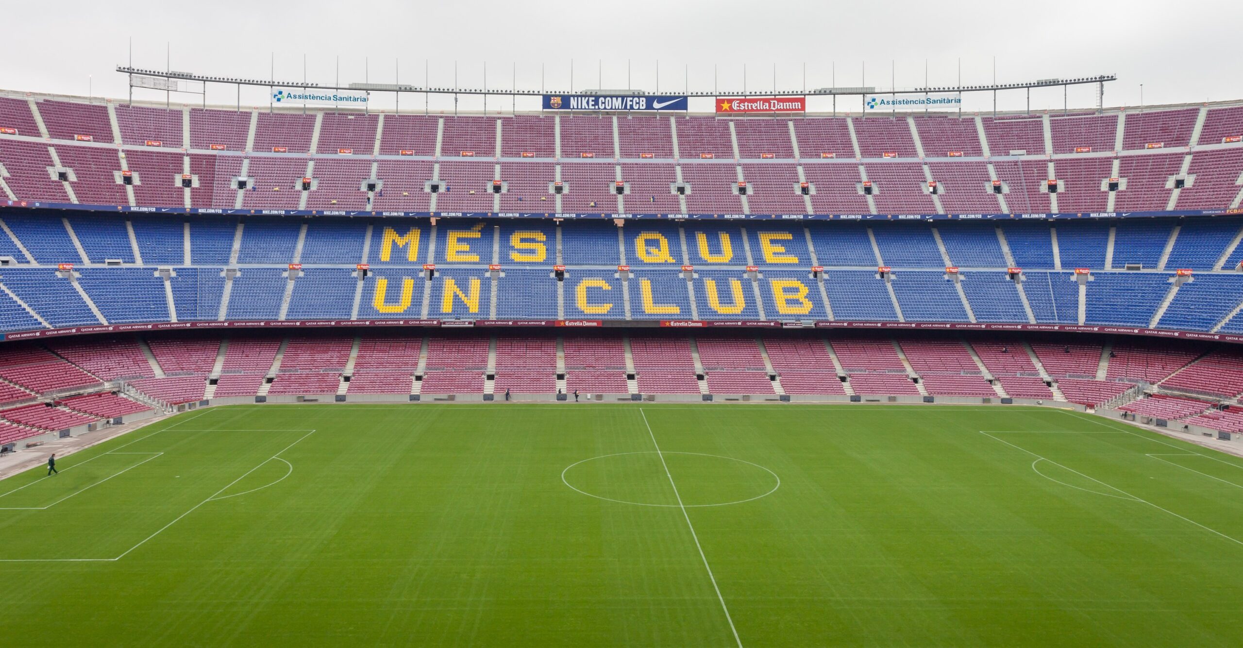 Camp Nou with the Mes que un club seats, an archive photo with a UEFA Negreira case report